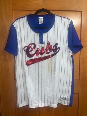 Victoria’s Secret PINK MLB Chicago Cubs Women’s Jersey Shirt Size Large